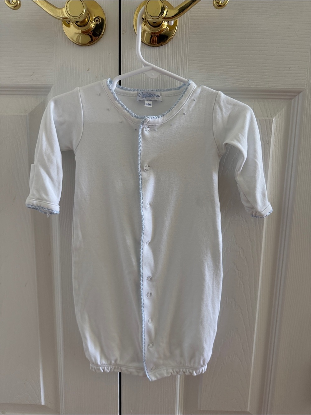 Soft White Infant Sleep Gown with Front Snaps